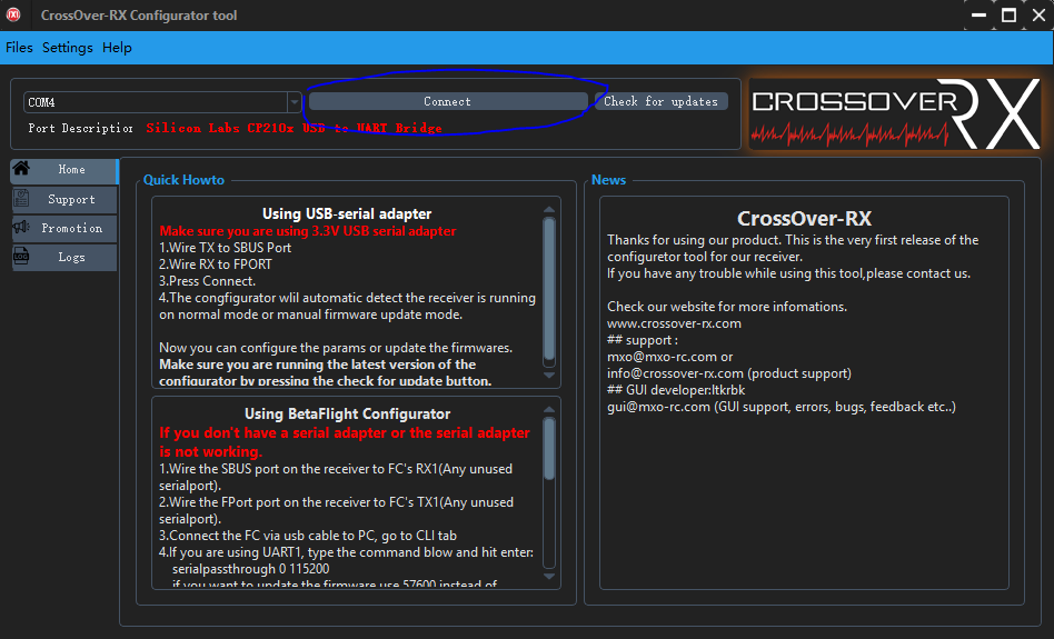 How to update the RX firmware?